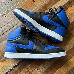 Nike Ebernon Mid Sneakers.  Black Game Royal.